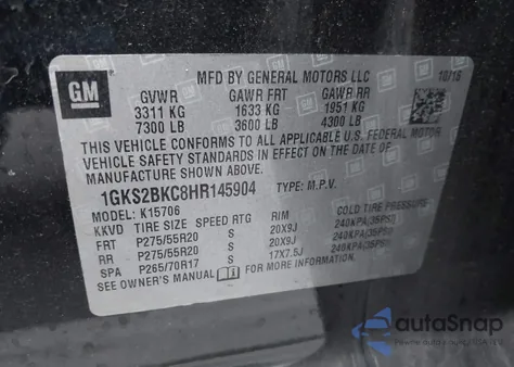 2017 GMC Yukon Slt from USA, damaged, VIN 1GKS2BKC8HR145904